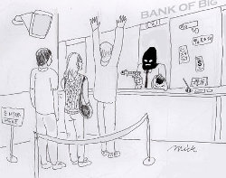 Bank überfällt Kunden